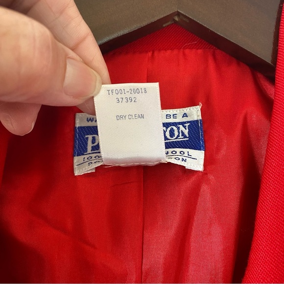 Vintage Pendleton Women's Classic Red Blazer Pure Virgin Wool Notch Collar Sz 14 - Picture 8 of 10